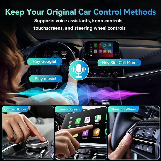 Alt view image 6 of 7 - 2026 Upgraded Wireless CarPlay Adapter, 2-in-1 Mini CarPlay Adapter for iPhone & Android, 3 Second Auto Stable Connection with Zero Latency, Plug & Play for 2016+ Cars with USB-A/USB-C Ports