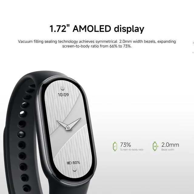 Alt view image 4 of 7 - Mi Smart Watch Band 10, 5ATM Waterproof Fitness Step Tracker Sports Digital Smart Watch Health Band for Men Women, 1.72" AMOLED Display, 150+ Sports Modes 24/7 Sleep Monitor (Black)