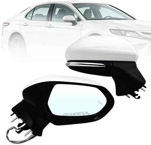 Main image of Right Passenger Side Mirror Assembly Compatible with Camry 2018-2024 Heated Turn Signal Blind Spot Monitoring Power Glass White 8791006840 (7Pins)