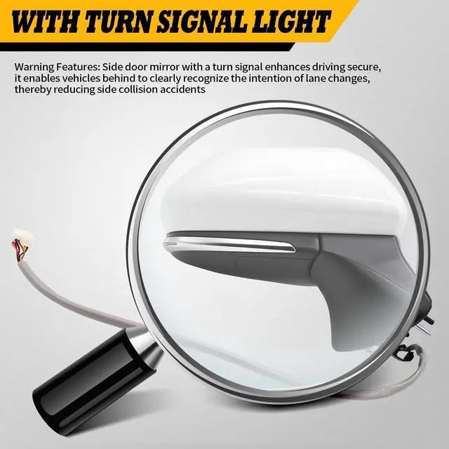 Alt view image 3 of 7 - Right Passenger Side Mirror Assembly Compatible with Camry 2018-2024 Heated Turn Signal Blind Spot Monitoring Power Glass White 8791006840 (7Pins)