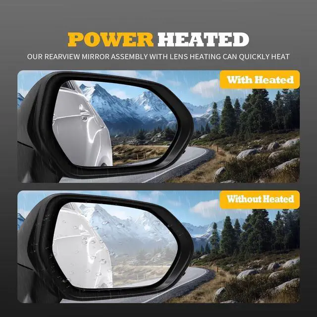 Alt view image 5 of 7 - Right Passenger Side Mirror Assembly Compatible with Camry 2018-2024 Heated Turn Signal Blind Spot Monitoring Power Glass White 8791006840 (7Pins)