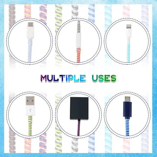 Alt view image 3 of 6 - 10 Pcs Cord Protectors from Pets No Chew Spiral Cable Protector 43.3'' Phone Charger Cover Data Cable Protective Sleeve Chew Proof USB Wire Cover Stylish for Cat Dog Rabbit (Classic Colors)