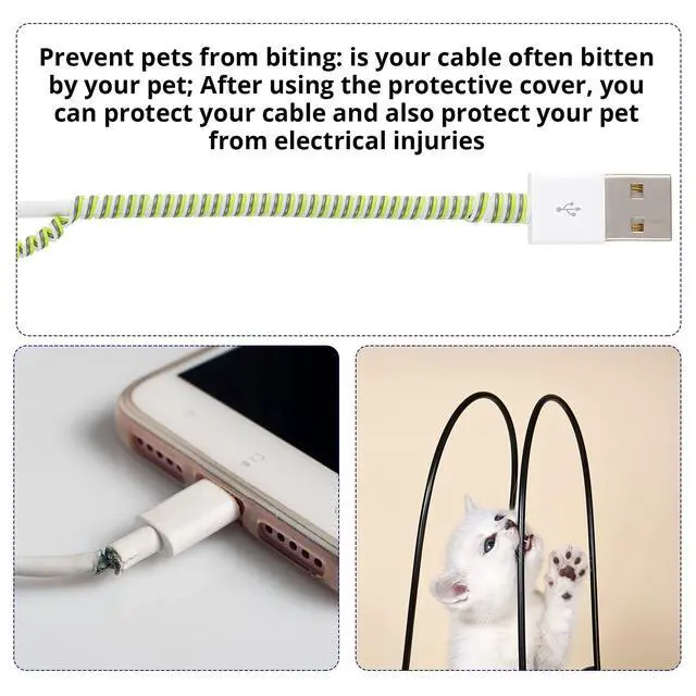 Alt view image 4 of 6 - 10 Pcs Cord Protectors from Pets No Chew Spiral Cable Protector 43.3'' Phone Charger Cover Data Cable Protective Sleeve Chew Proof USB Wire Cover Stylish for Cat Dog Rabbit (Classic Colors)