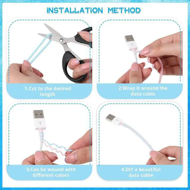 Alt view image 5 of 6 - 10 Pcs Cord Protectors from Pets No Chew Spiral Cable Protector 43.3'' Phone Charger Cover Data Cable Protective Sleeve Chew Proof USB Wire Cover Stylish for Cat Dog Rabbit (Classic Colors)