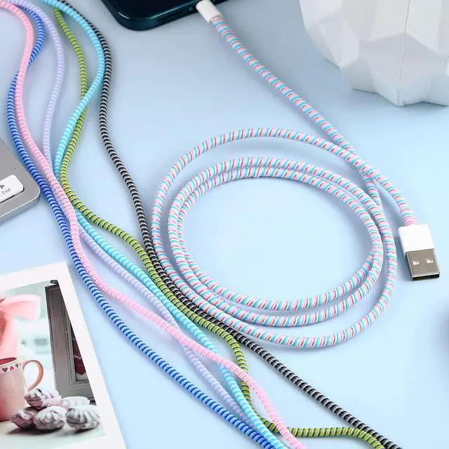 Alt view image 6 of 6 - 10 Pcs Cord Protectors from Pets No Chew Spiral Cable Protector 43.3'' Phone Charger Cover Data Cable Protective Sleeve Chew Proof USB Wire Cover Stylish for Cat Dog Rabbit (Classic Colors)