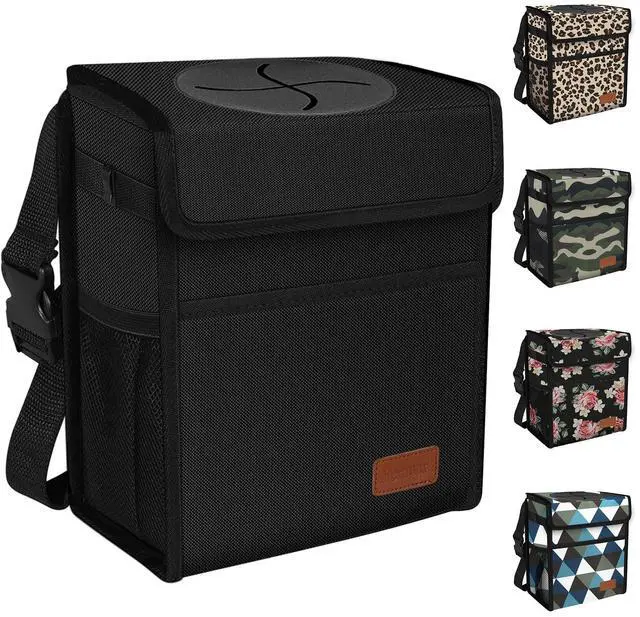 Main image of Leak Proof Car Trash Can with Lid - Waterproof Automotive Garbage Bin for SUVs, Collapsible and Portable Car Trash Bag, Black