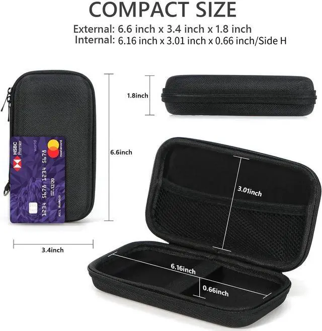 Alt view image 2 of 6 - Portable Protection Hard EVA Case for External Battery, Cell Phone, GPS, Hard Drive, USB/Charging Cable, Small Carrying Bag Mesh Inner Pocket, Zipper Enclosure, Universal Travel Pouch Bag