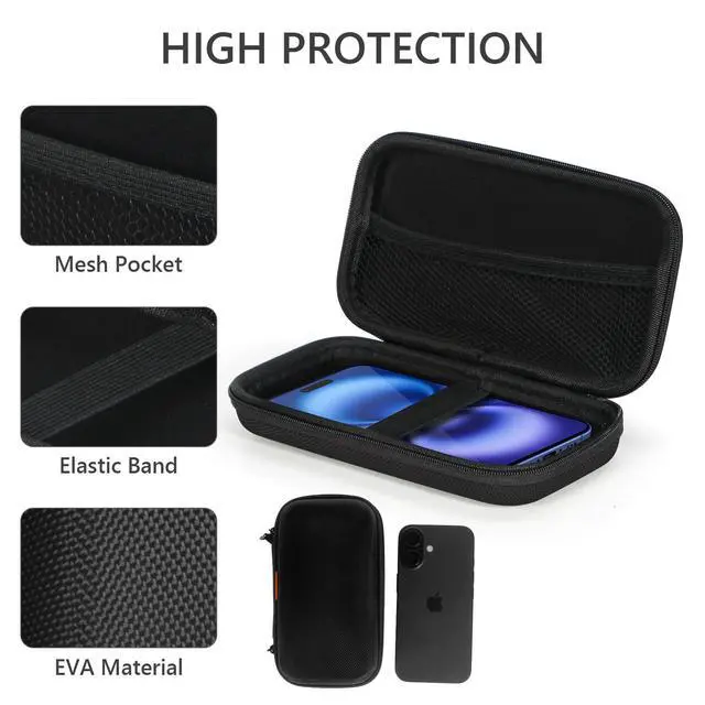 Alt view image 4 of 6 - Portable Protection Hard EVA Case for External Battery, Cell Phone, GPS, Hard Drive, USB/Charging Cable, Small Carrying Bag Mesh Inner Pocket, Zipper Enclosure, Universal Travel Pouch Bag