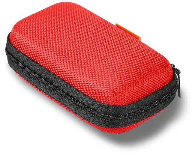 Main image of Red Rectangle Small EVA Case - Portable Protection Hard Shell Exterior Lightweight Universal Zipper Pouch Carrying Bag for Earbud, Headset, Charger, Airpods, iPod, USB Cable, MP3, Key, Change Purse