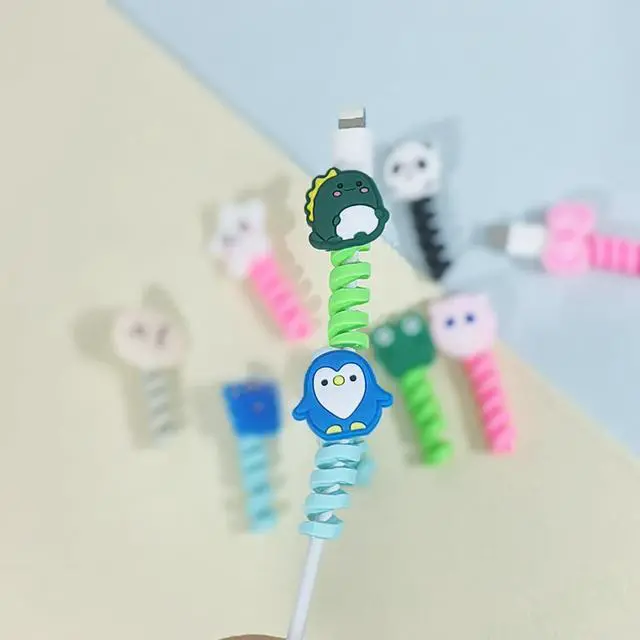Alt view image 3 of 7 - 10 PCS Cartoon Silicone Charger Cable Protector Mobile Phone Charger End Cord Colorful Cute Savers for Most Cellphone Data Lines Charger Cord Management Protector