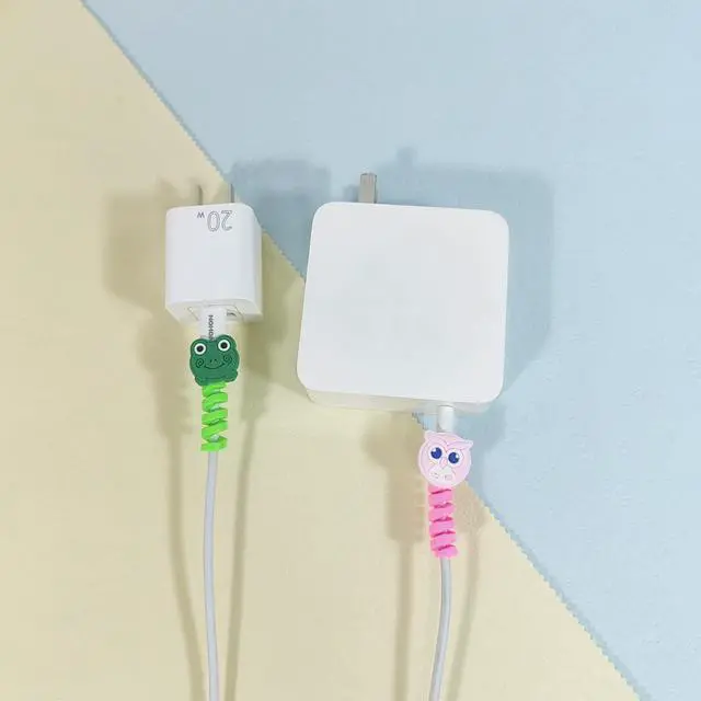 Alt view image 6 of 7 - 10 PCS Cartoon Silicone Charger Cable Protector Mobile Phone Charger End Cord Colorful Cute Savers for Most Cellphone Data Lines Charger Cord Management Protector