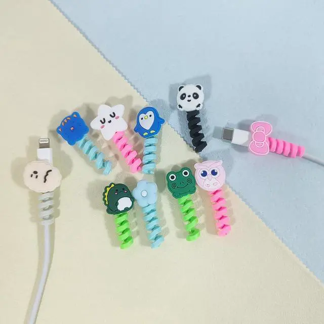 Alt view image 2 of 7 - 10 PCS Cartoon Silicone Charger Cable Protector Mobile Phone Charger End Cord Colorful Cute Savers for Most Cellphone Data Lines Charger Cord Management Protector