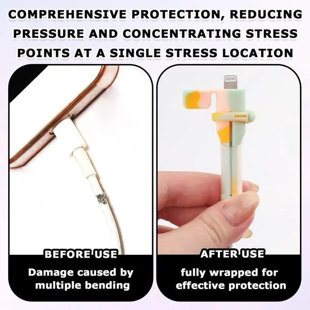 Alt view image 6 of 6 - 4PCS (2 Sets) Charger Cable Protector - Silicone Non-Slip Cord Saver Compatible with Lightning & USB-C Type-C Cables, 2-in-1 Dustproof Organizer and Protection, Multicolor Wire Protector for Home