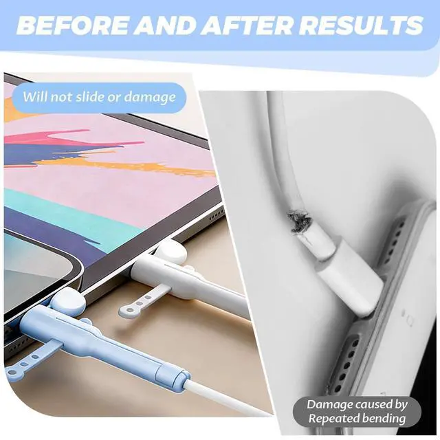 Alt view image 5 of 7 - 3Pairs Charger Cable Protectors,Universal Silicone Non-Slip Cord Saver,3 in 1 Double-End Data Cable Protector,Cover Cord Organizer-Dustproof & Organizer & Protection for Home (Pink+Blue+Purple)