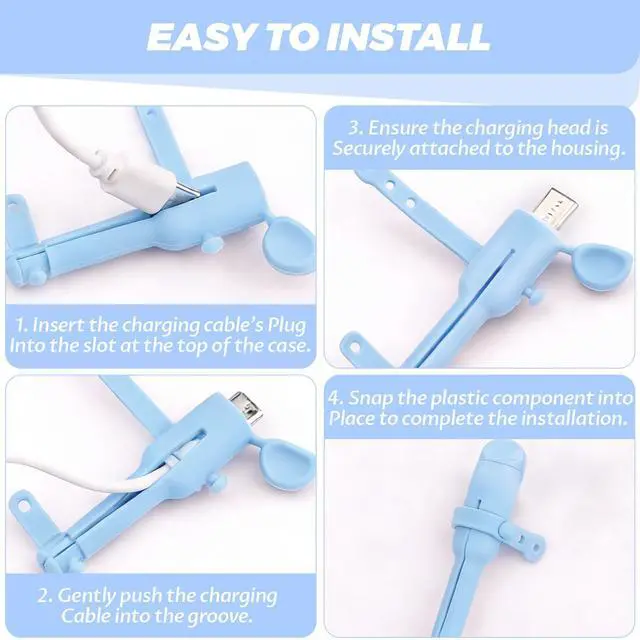 Alt view image 4 of 7 - 3Pairs Charger Cable Protectors,Universal Silicone Non-Slip Cord Saver,3 in 1 Double-End Data Cable Protector,Cover Cord Organizer-Dustproof & Organizer & Protection for Home (Pink+Blue+Purple)