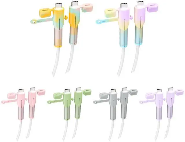 Main image of Silicone Charger Cable Protectors Compatible, 6 Sets Data Cable Protector Cover, Cord Organizer & Dustproof (Type C)
