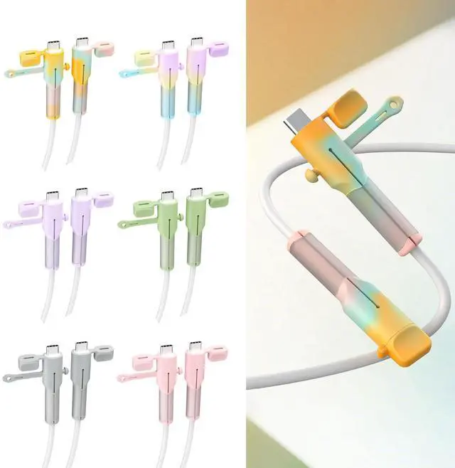 Alt view image 2 of 7 - Silicone Charger Cable Protectors Compatible, 6 Sets Data Cable Protector Cover, Cord Organizer & Dustproof (Type C)