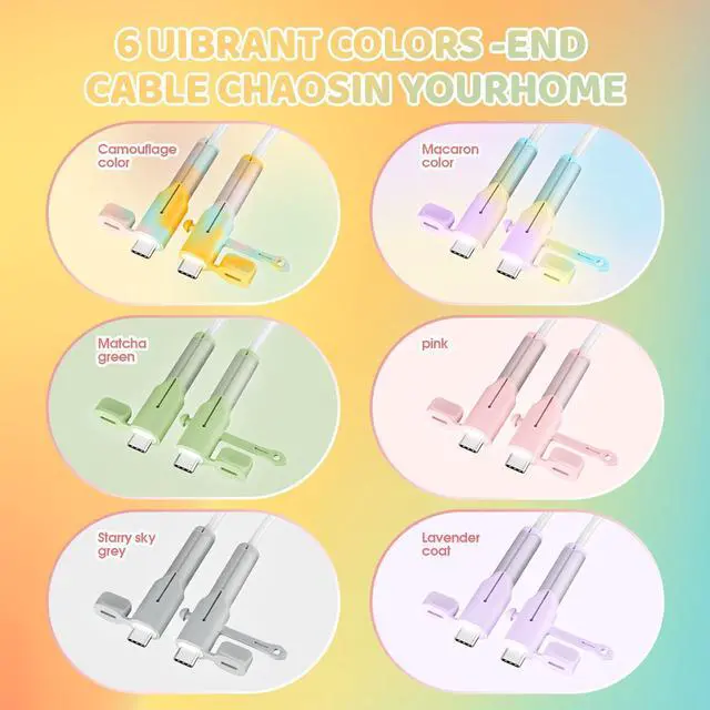 Alt view image 6 of 7 - Silicone Charger Cable Protectors Compatible, 6 Sets Data Cable Protector Cover, Cord Organizer & Dustproof (Type C)
