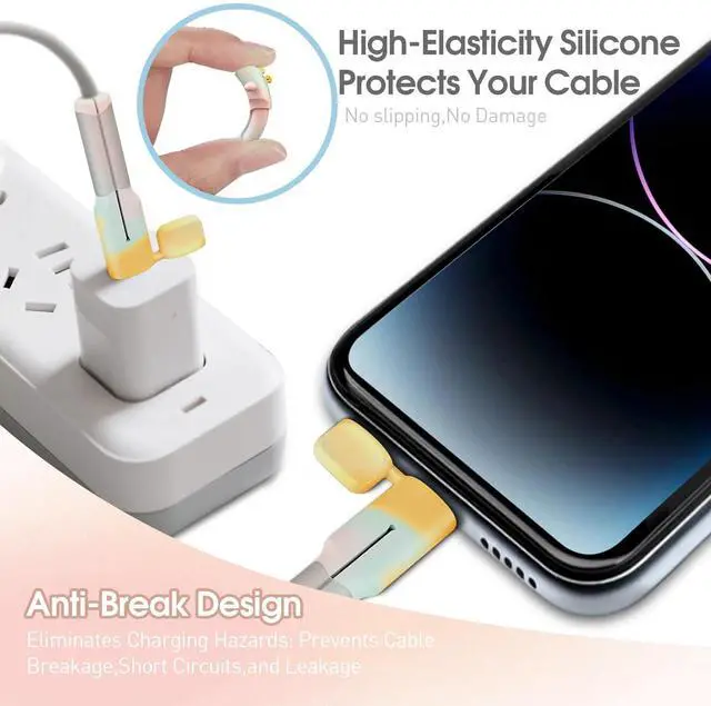 Alt view image 5 of 7 - Silicone Charger Cable Protectors Compatible, 6 Sets Data Cable Protector Cover, Cord Organizer & Dustproof (Type C)