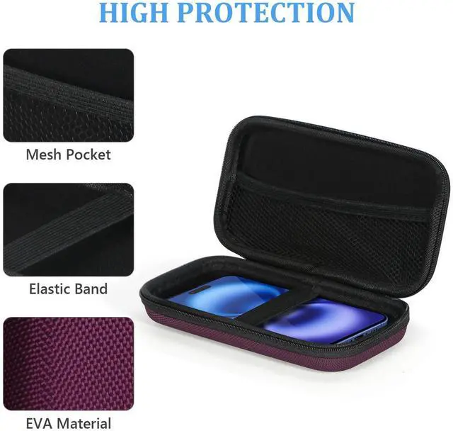 Alt view image 4 of 7 - Hard EVA Carrying Case - GLCON Protective Electronic EVA Storage Case for Power Bank, Charger, Earbuds, Cell Phone, Battery - Portable Small Travel Bag with Mesh Inner Pocket + Zipper Enclosure