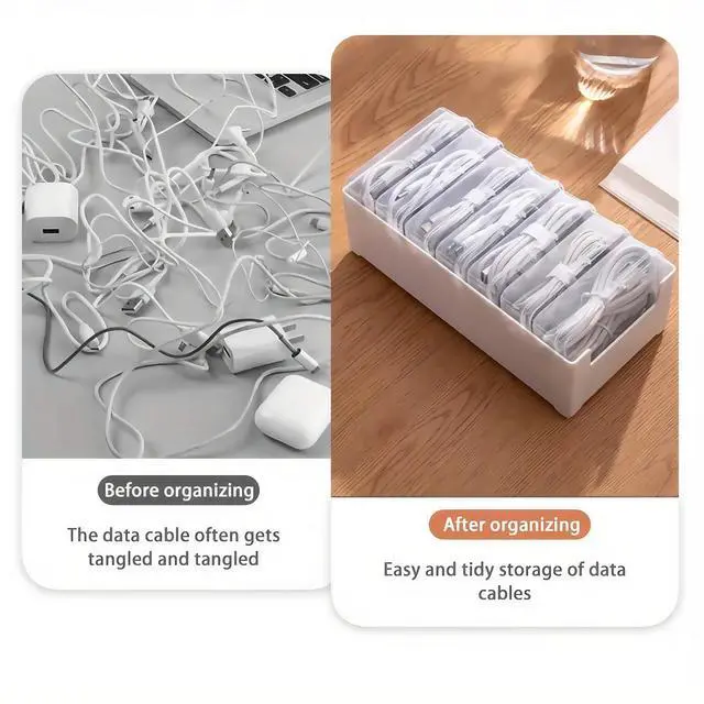 Alt view image 2 of 6 - 11 Box Cable Organizer Storage Box, Desktop Cable Management with Switch, Power Cord Organizer for Office,Home,Desk Accessories Storage Stationery Supplies and AccessoriesWhite