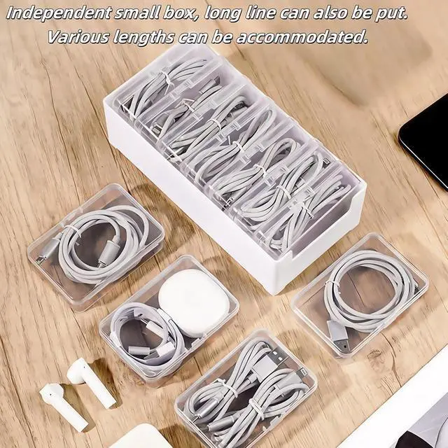 Alt view image 3 of 6 - 11 Box Cable Organizer Storage Box, Desktop Cable Management with Switch, Power Cord Organizer for Office,Home,Desk Accessories Storage Stationery Supplies and AccessoriesWhite