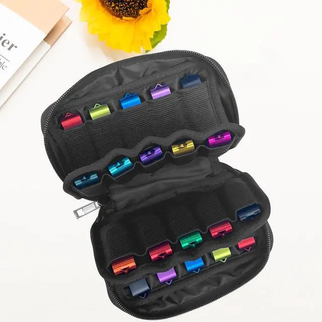 Alt view image 5 of 6 - USB Flash Drive Storage Case, 20 Slots Electronic Organizer, Black Carrying Case with D-Buckle, 7.1 x 3.6 inches