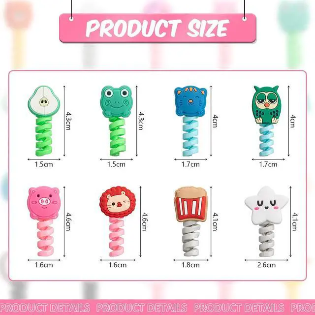 Alt view image 2 of 7 - 32 Pieces Colorful Cartoon Charger Cable Protectors USB Charger Saver Silicone Animal Buddies Flexible Cable Wire Protectors for Most Cellphone Data Lines (Cute Style,2 x 3 cm)
