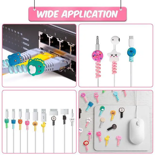 Alt view image 5 of 7 - 32 Pieces Colorful Cartoon Charger Cable Protectors USB Charger Saver Silicone Animal Buddies Flexible Cable Wire Protectors for Most Cellphone Data Lines (Cute Style,2 x 3 cm)