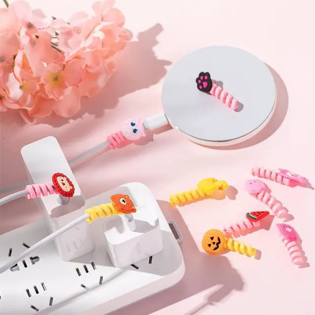 Alt view image 7 of 7 - 32 Pieces Colorful Cartoon Charger Cable Protectors USB Charger Saver Silicone Animal Buddies Flexible Cable Wire Protectors for Most Cellphone Data Lines (Cute Style,2 x 3 cm)