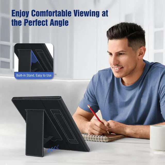 Alt view image 5 of 7 - Universal Case for 10.1 Inch Android Tablet with Pen Loop, Lightweight Folding Stand Cover with Hand Strap for All 9.6"-11" Touchscreen Tablet, Black
