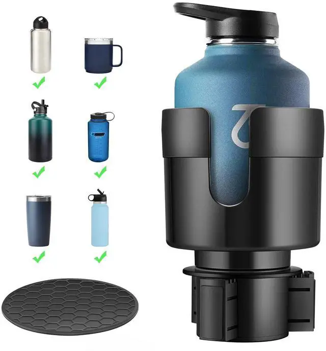 Main image of Car Cup Holder Expander, Cup Holder Extender for Car with Adjustable Base, Fits Yeti 24/36/46oz, Hydroflask 32/40oz, Large Bottles in 3"-3.9" (16-40oz)