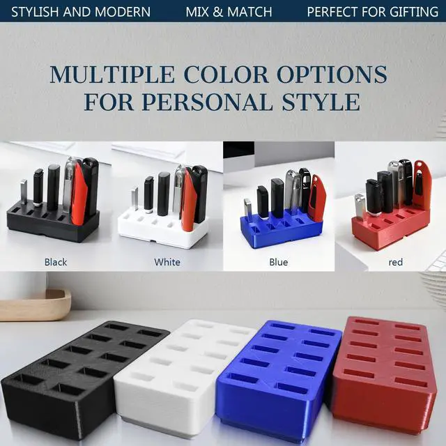 Alt view image 7 of 7 - 10-Slot USB Flash Drive Holder Stand, Desktop Organizer Rack for Memory Sticks, Jump Drives & Electronic Accessories, Office Desk Storage, Black