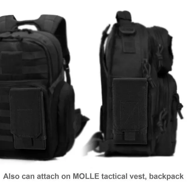 Alt view image 7 of 7 - Black Army Camo Molle Bag for Mobile Phone, Belt Pouch Holster Cover Case for iPhone 17 Pro Max/iPhone 16 Pro Max/iPhone 15 Pro Max/iPhone 14 13 12 Pro Max/iPhone 16 15 14 Plus
