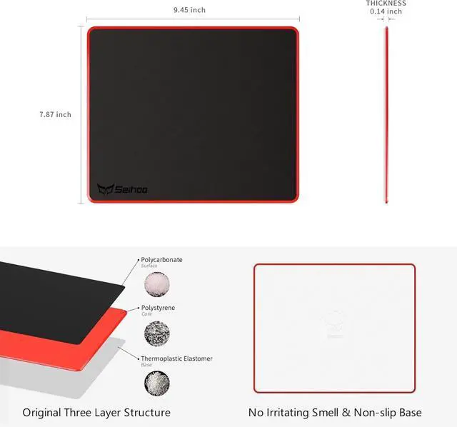 Alt view image 2 of 7 - Mouse Pad, Resin Hard Surface Mouse Mat Polymer Silicone Bottom Gaming Mousepad No Smell Waterproof for Games, Office 24 x 20cm (9.5 x 7.8in)