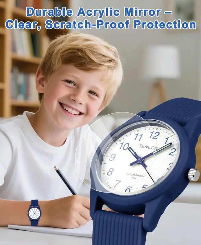 Alt view image 2 of 7 - Kids Analog Watches for Girls Boys Watches with Soft Band Learning Time 50M Waterproof Children Watch Easy to Read for Ages 4-12 Kids Gift (Blue)