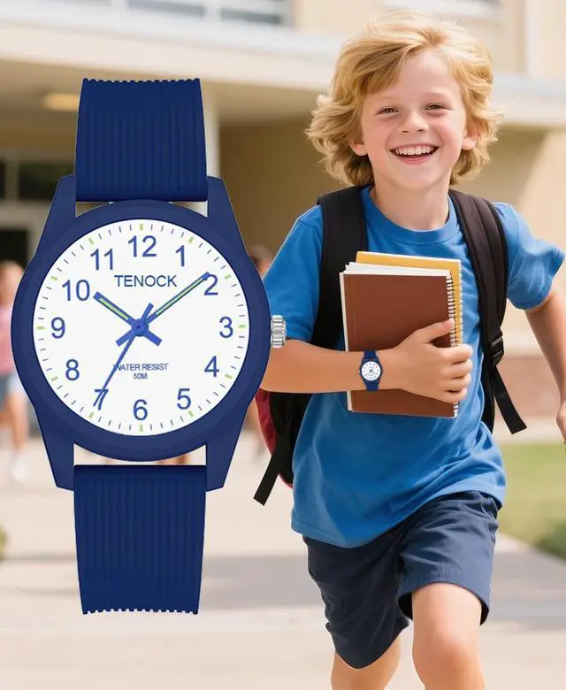 Alt view image 3 of 7 - Kids Analog Watches for Girls Boys Watches with Soft Band Learning Time 50M Waterproof Children Watch Easy to Read for Ages 4-12 Kids Gift (Blue)