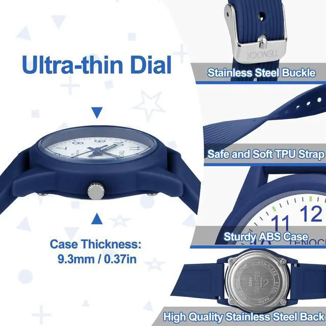 Alt view image 5 of 7 - Kids Analog Watches for Girls Boys Watches with Soft Band Learning Time 50M Waterproof Children Watch Easy to Read for Ages 4-12 Kids Gift (Blue)