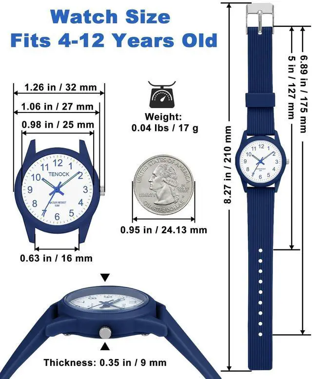 Alt view image 6 of 7 - Kids Analog Watches for Girls Boys Watches with Soft Band Learning Time 50M Waterproof Children Watch Easy to Read for Ages 4-12 Kids Gift (Blue)