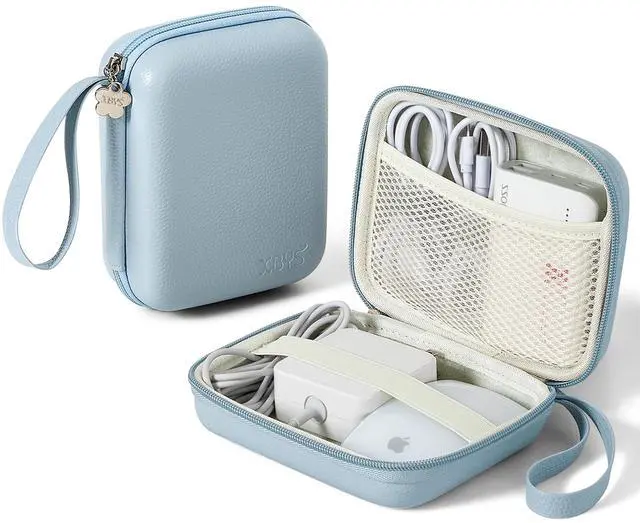 Main image of Charger Case for Macbook, Portable Tech Electronic Organizer Bag, Small Travel Storage Pouch for Laptop Accessories, MacBook Power Adapter, Charging Cords, USB Drives, Power Bank (Blue, L)
