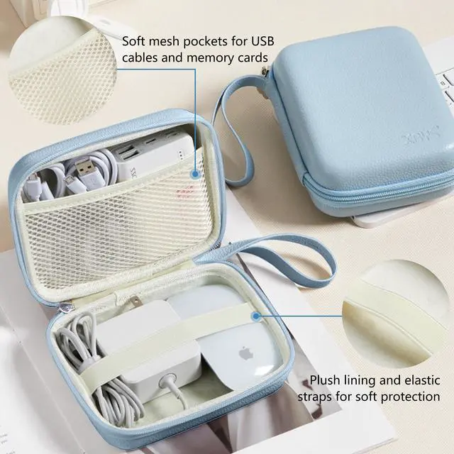 Alt view image 3 of 6 - Charger Case for Macbook, Portable Tech Electronic Organizer Bag, Small Travel Storage Pouch for Laptop Accessories, MacBook Power Adapter, Charging Cords, USB Drives, Power Bank (Blue, L)
