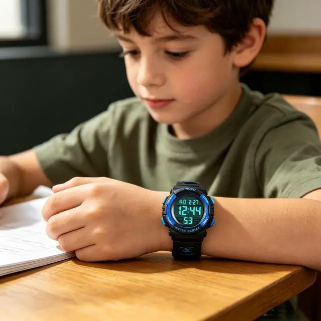 Alt view image 3 of 7 - for Boys 5-15, Toddler Watch Waterproof Outdoor Sport Watches, Children Electronic Analog Quartz Wrist Watches with Silicone Band Luminous Alarm Stopwatch, Christmas Birthday Gift for Kids