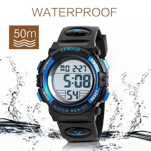 Alt view image 6 of 7 - for Boys 5-15, Toddler Watch Waterproof Outdoor Sport Watches, Children Electronic Analog Quartz Wrist Watches with Silicone Band Luminous Alarm Stopwatch, Christmas Birthday Gift for Kids