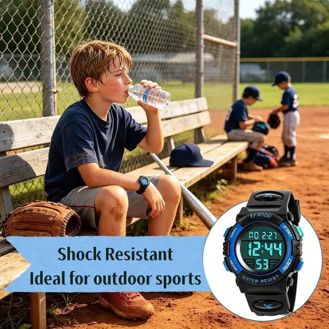 Alt view image 5 of 7 - for Boys 5-15, Toddler Watch Waterproof Outdoor Sport Watches, Children Electronic Analog Quartz Wrist Watches with Silicone Band Luminous Alarm Stopwatch, Christmas Birthday Gift for Kids