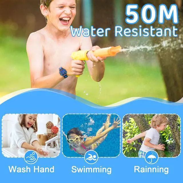 Alt view image 3 of 7 - Boys Watch Digital, 7 Colors LED Lights 50M Waterproof Wristwatches for Child Sport Outdoor Multifunctional with Stopwatch/Alarm for Kids Ages 7-15
