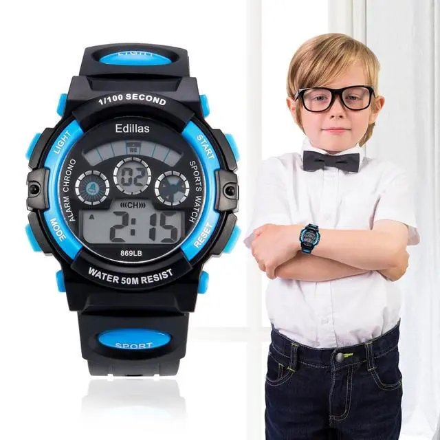 Alt view image 7 of 7 - Boys Watch Digital, 7 Colors LED Lights 50M Waterproof Wristwatches for Child Sport Outdoor Multifunctional with Stopwatch/Alarm for Kids Ages 7-15