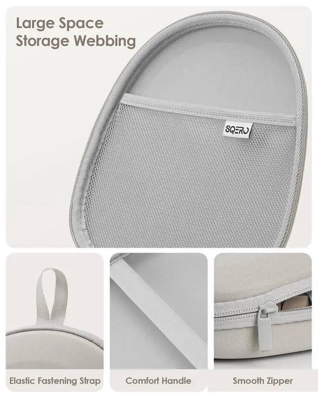 Alt view image 5 of 7 - Headphone Case Hard Shell Super-Slim for Sony/JBL/Bose/Soundcore Anker/BERIBES KVIDIO TOZO JLab Over-Ear Headphones Universal Portable Travel Organizer Bag (Beige)