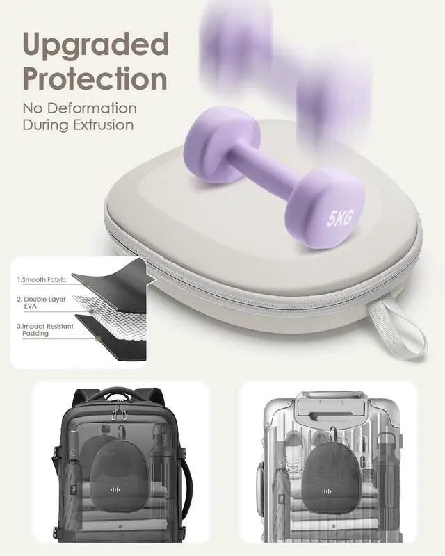 Alt view image 3 of 7 - Headphone Case Hard Shell Super-Slim for Sony/JBL/Bose/Soundcore Anker/BERIBES KVIDIO TOZO JLab Over-Ear Headphones Universal Portable Travel Organizer Bag (Beige)