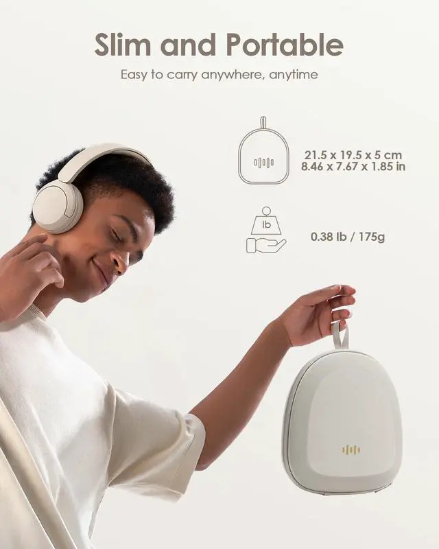 Alt view image 6 of 7 - Headphone Case Hard Shell Super-Slim for Sony/JBL/Bose/Soundcore Anker/BERIBES KVIDIO TOZO JLab Over-Ear Headphones Universal Portable Travel Organizer Bag (Beige)