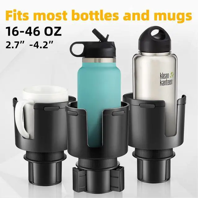 Alt view image 3 of 6 - Car Cup Holder Expander, Cup Holder Extender Adapter for Car with Adjustable Base, Fits YETI 24/36/46oz, HydroFlask 32/40oz, Large Water Bottles in 2.7"-4.2" (16-46 OZ)